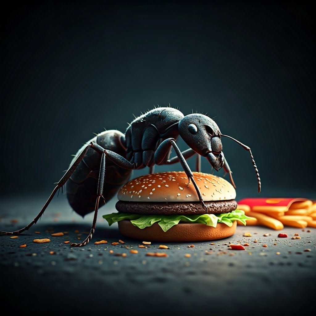 Eerie Giant Ant Devours McDonald's in a Dark, Cinematic Scen...