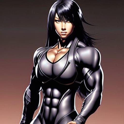 Ethereal Fantasy Bodybuilder Portrait in Japanese Style