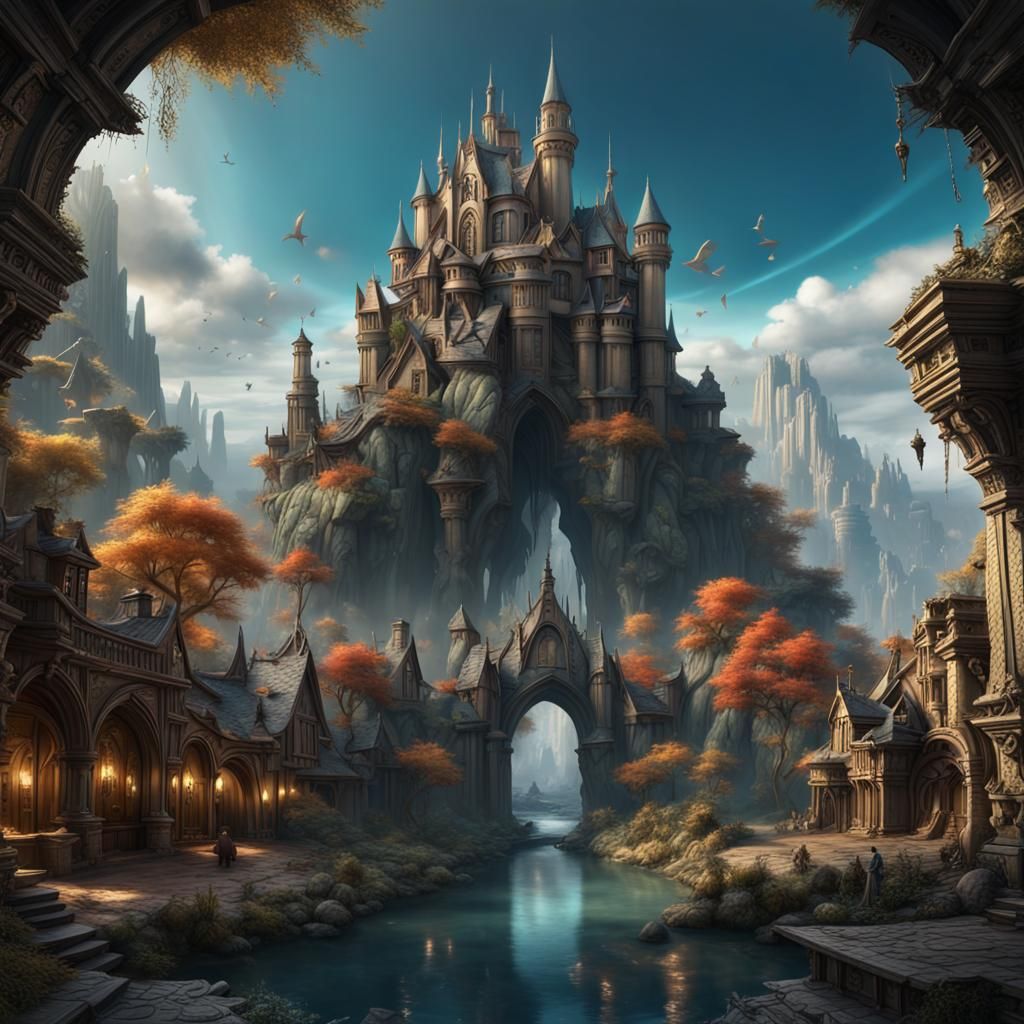 Fantastical Detailed Matte Painting in Deep Color