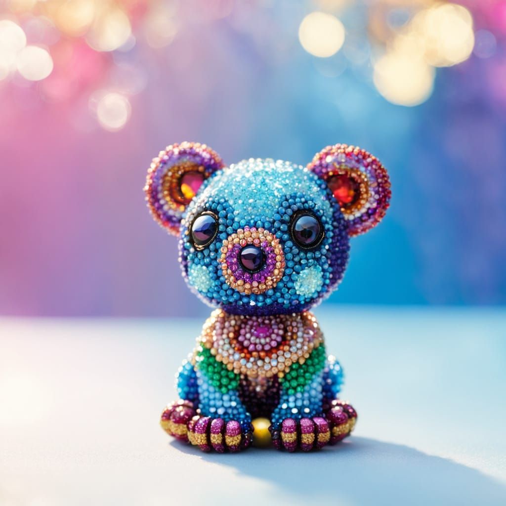 Vibrant 3D Bead Art with Glittering Sparkle