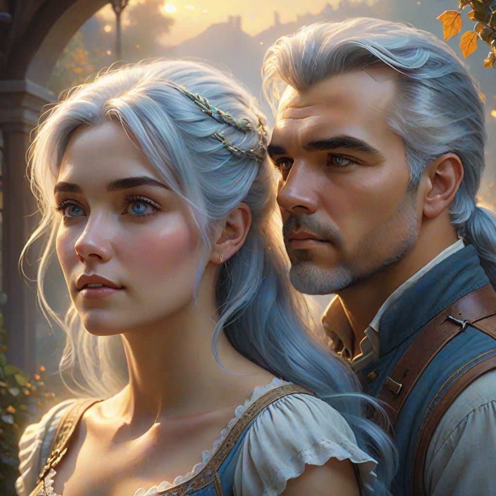 Ethereal Couple Portrait in Kinkade Style