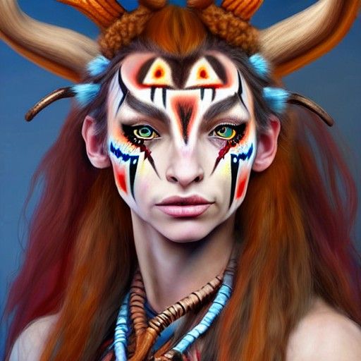 Satyr in Native American Dress, Fantasy Character Art