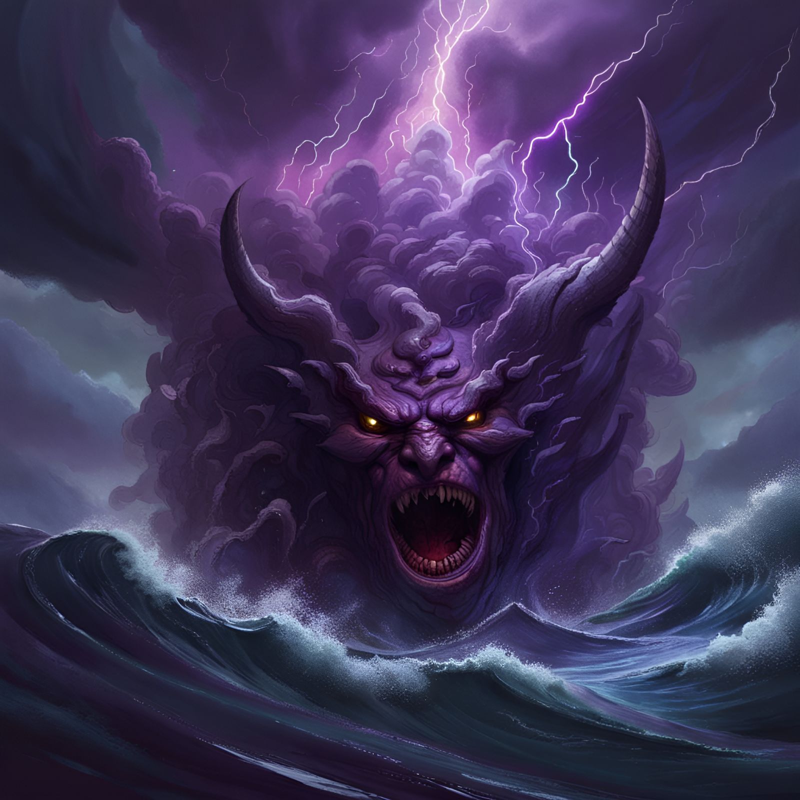 Demonic Thundercloud Ship: Dark Fantasy Concept Art