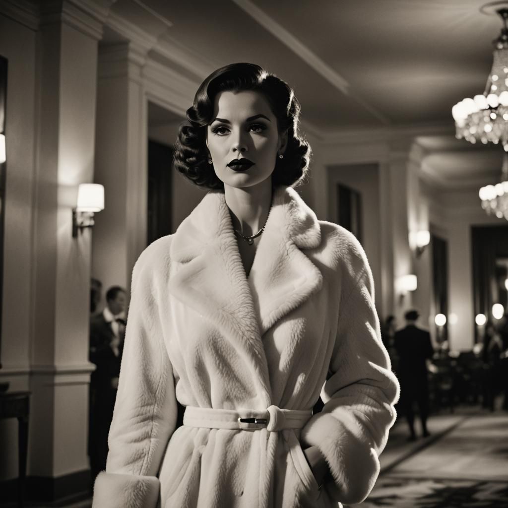 Glamorous Woman in 1940s Film Noir Style
