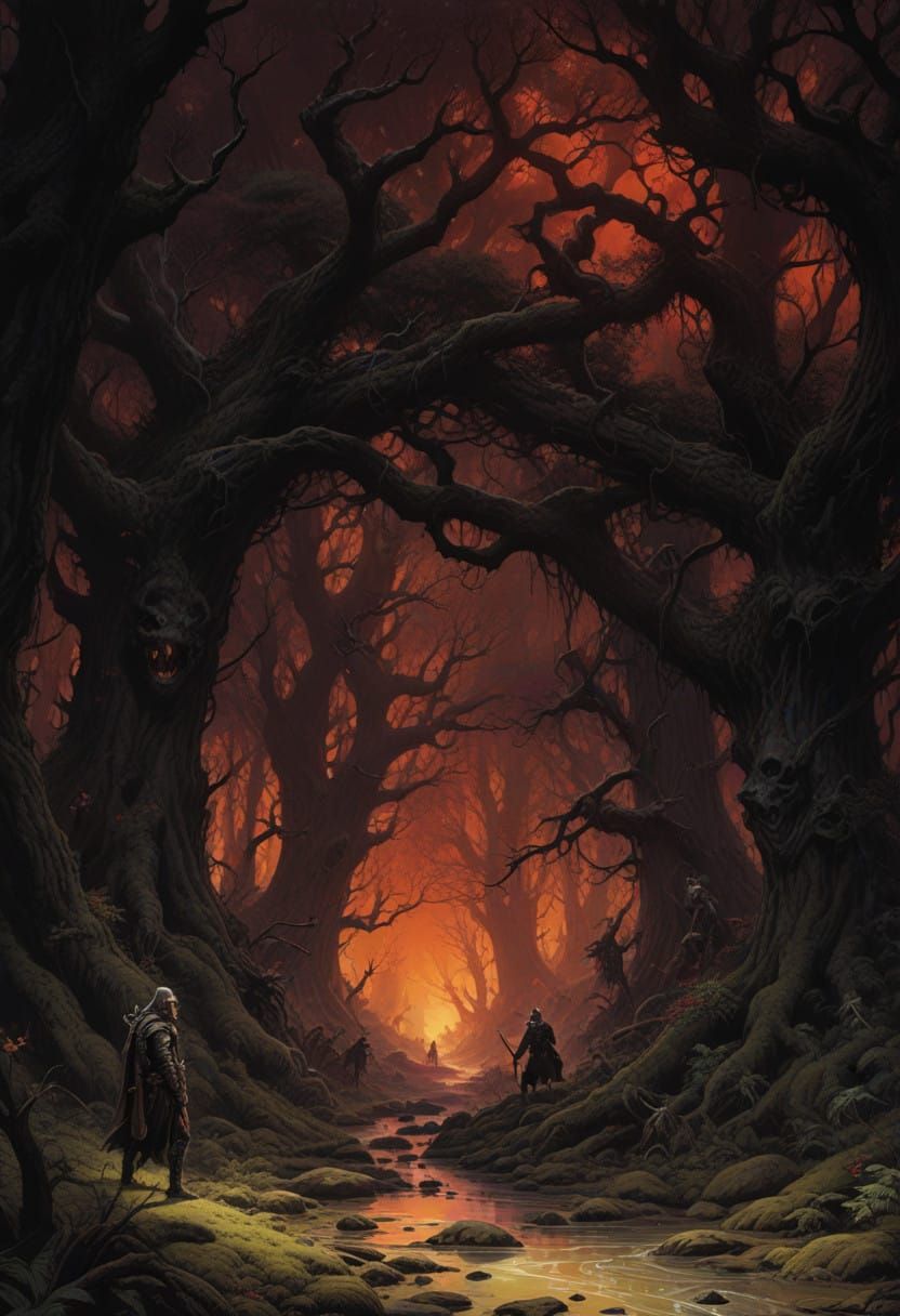 Epic Fantasy Forest in Vibrant Colors