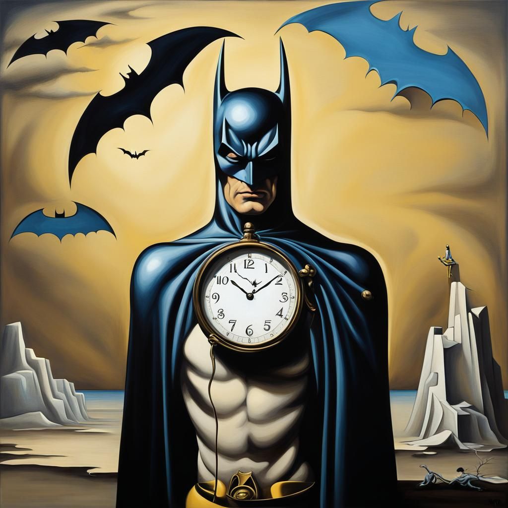 Batman in Surrealist Style, Inspired by Oil on Canvas