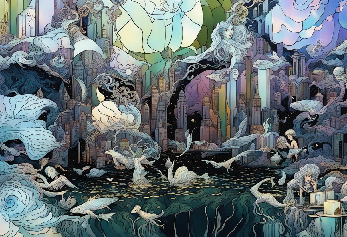 Fish City Merperson: Art Deco Baroque Psychedelic