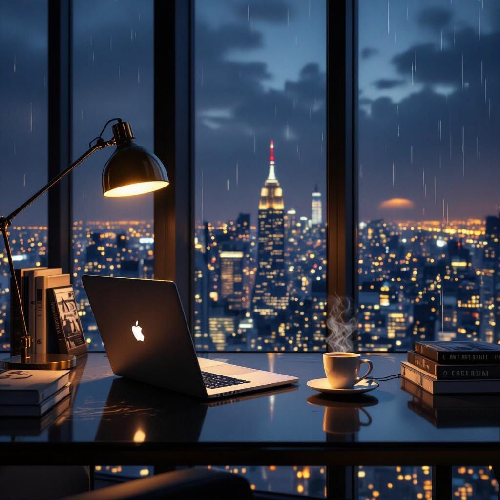 Modern Penthouse Study with City View