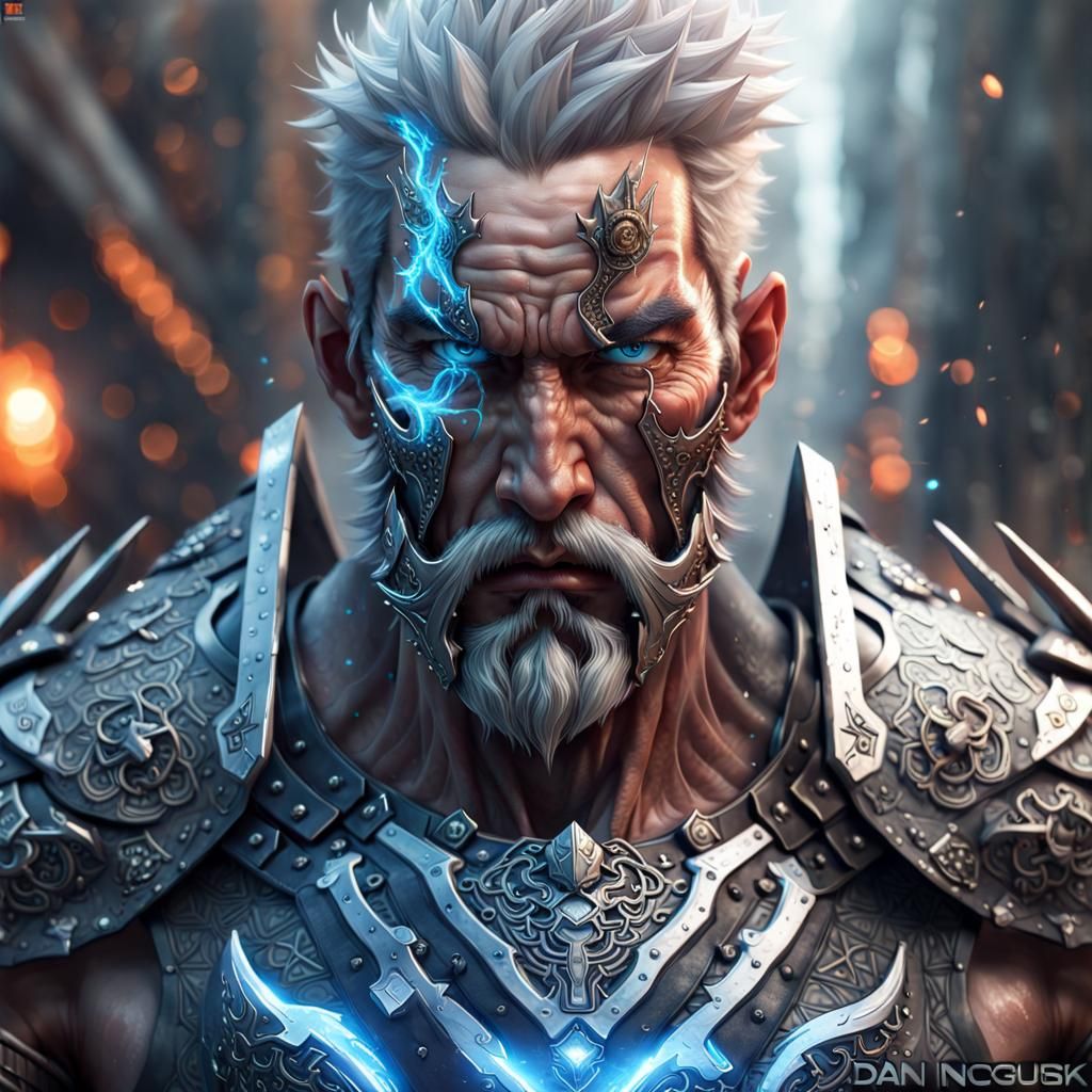 Male Warrior in Nanosuit Armor with White Aura