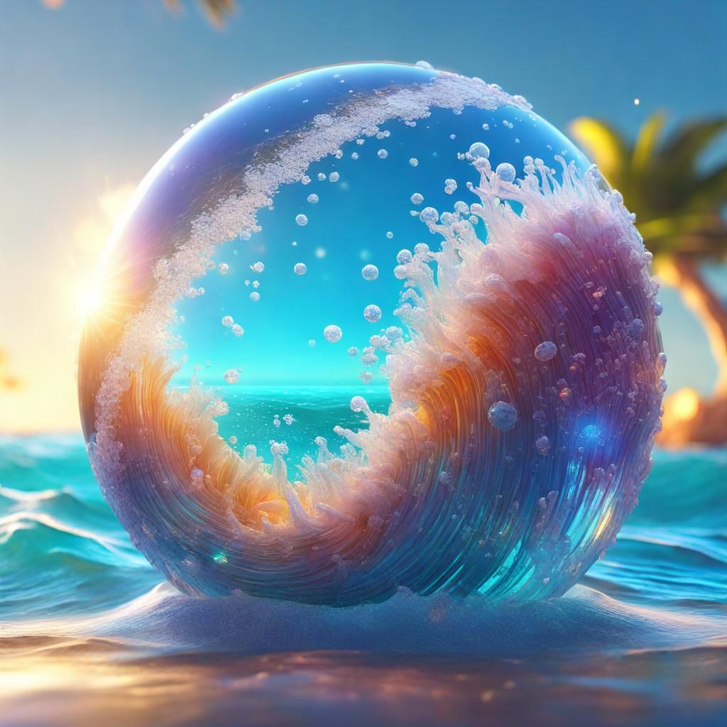 Ocean Galaxy Globe in Vibrant 3D Digital Art