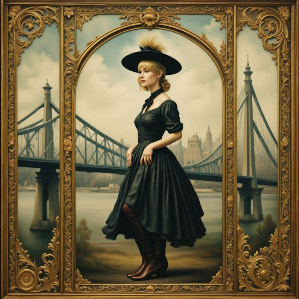 Barista Posing by Melbourne's Zig Zag Bridge