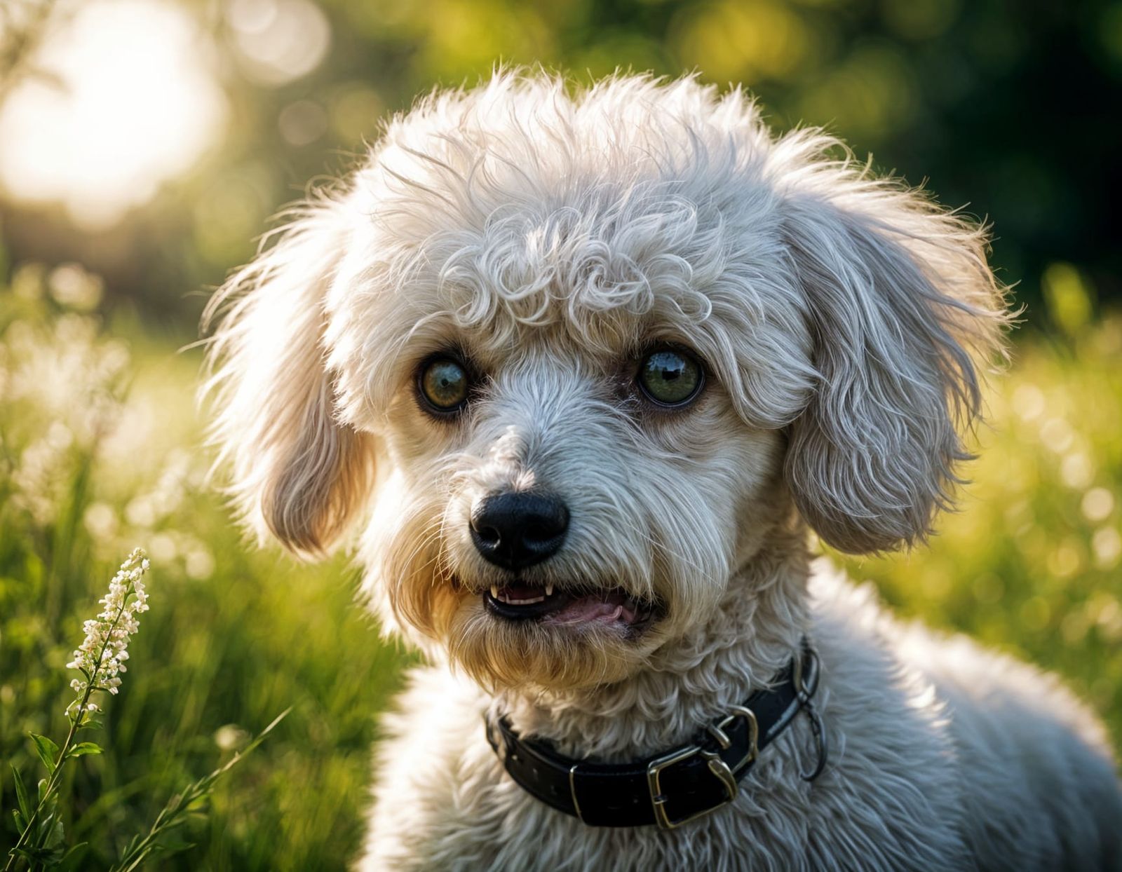 Playful Miniature Poodle in a Lush Meadow