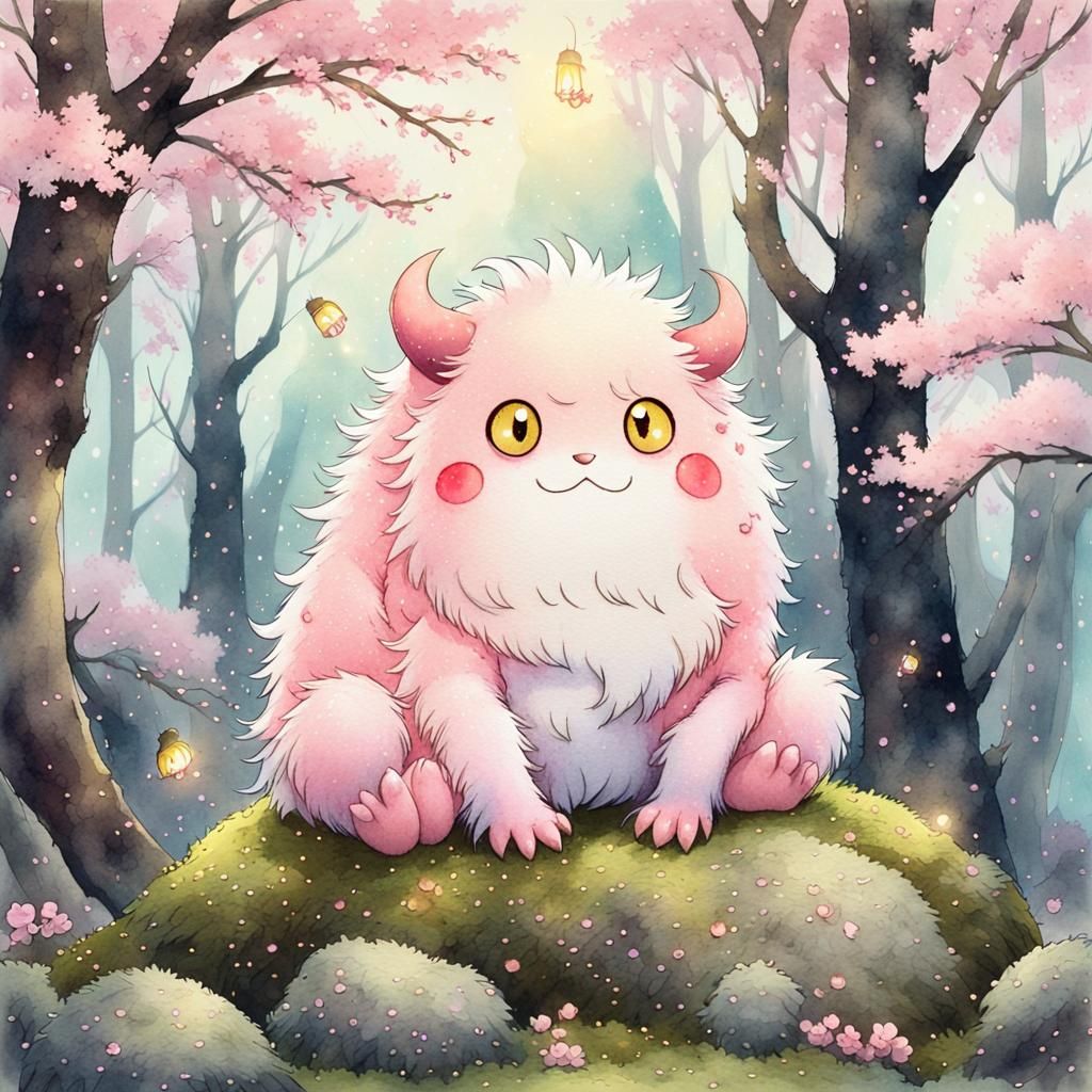 Whimsical Fantasy Anime Scene in Traditional Japanese Style