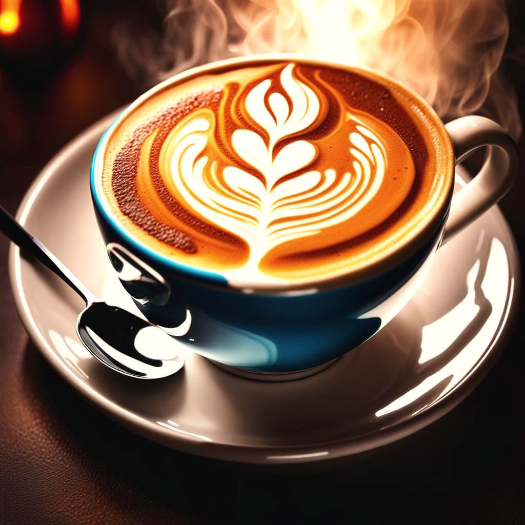 Hyperrealistic Latte Art in Splash Art Style