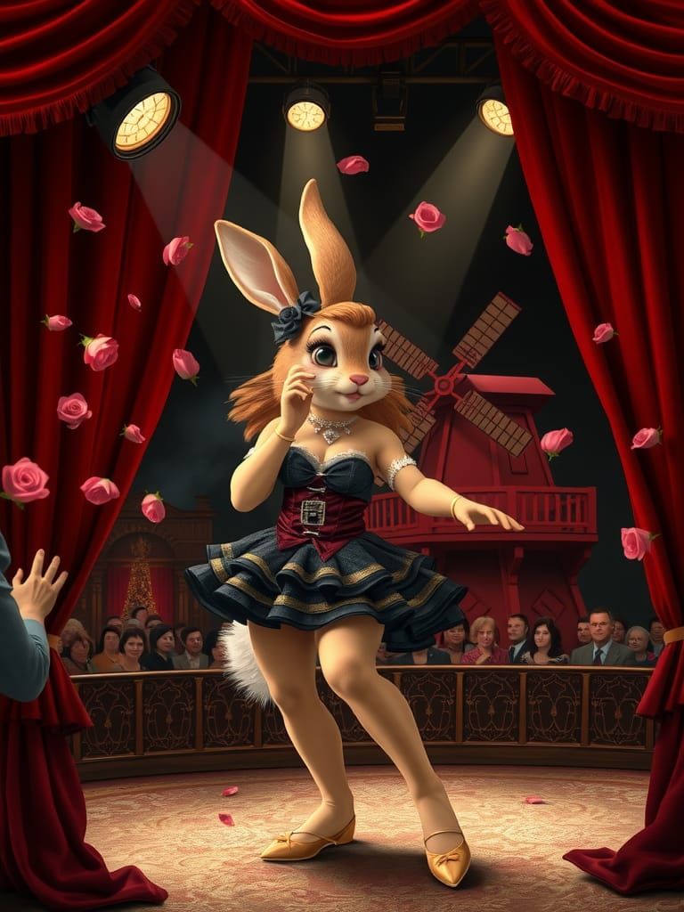 Rabbit Burlesque Dancer in Vintage Style