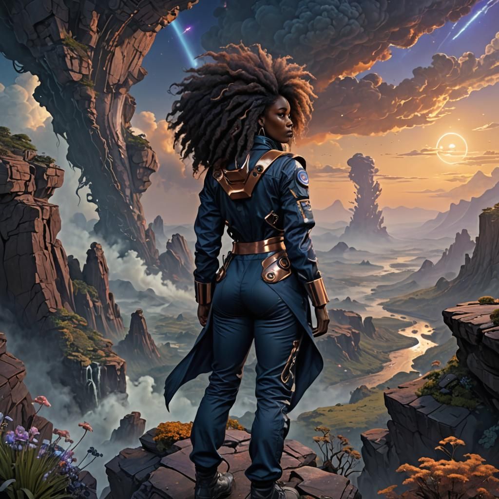 Woman on Alien Planet in Afrofuturist Style