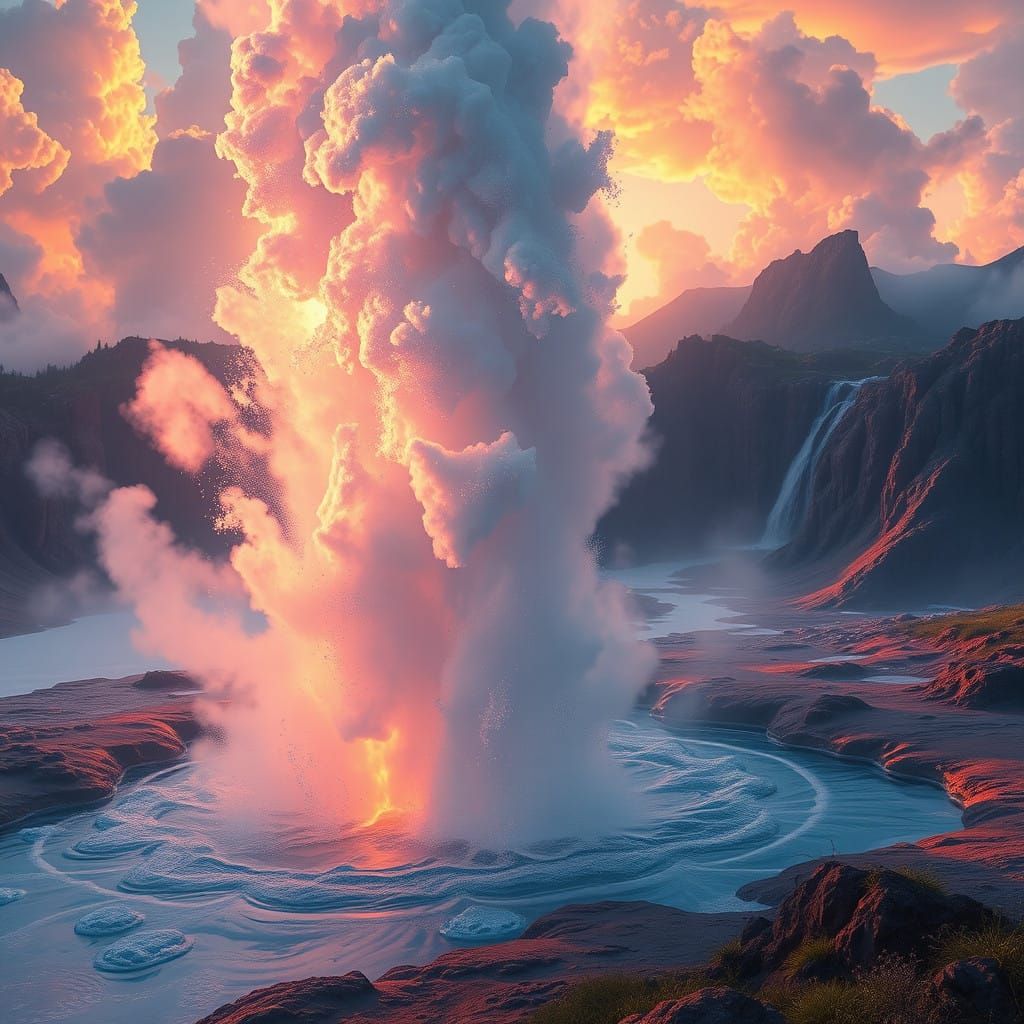 Fantasy Geyser Erupts in Majestic, Iridescent Glory