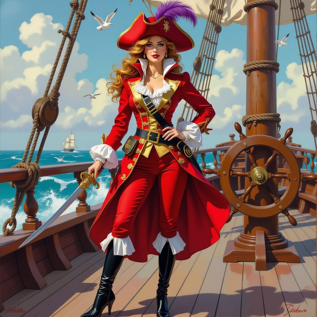 Wendy Darling as Captain Hook in Baroque Style