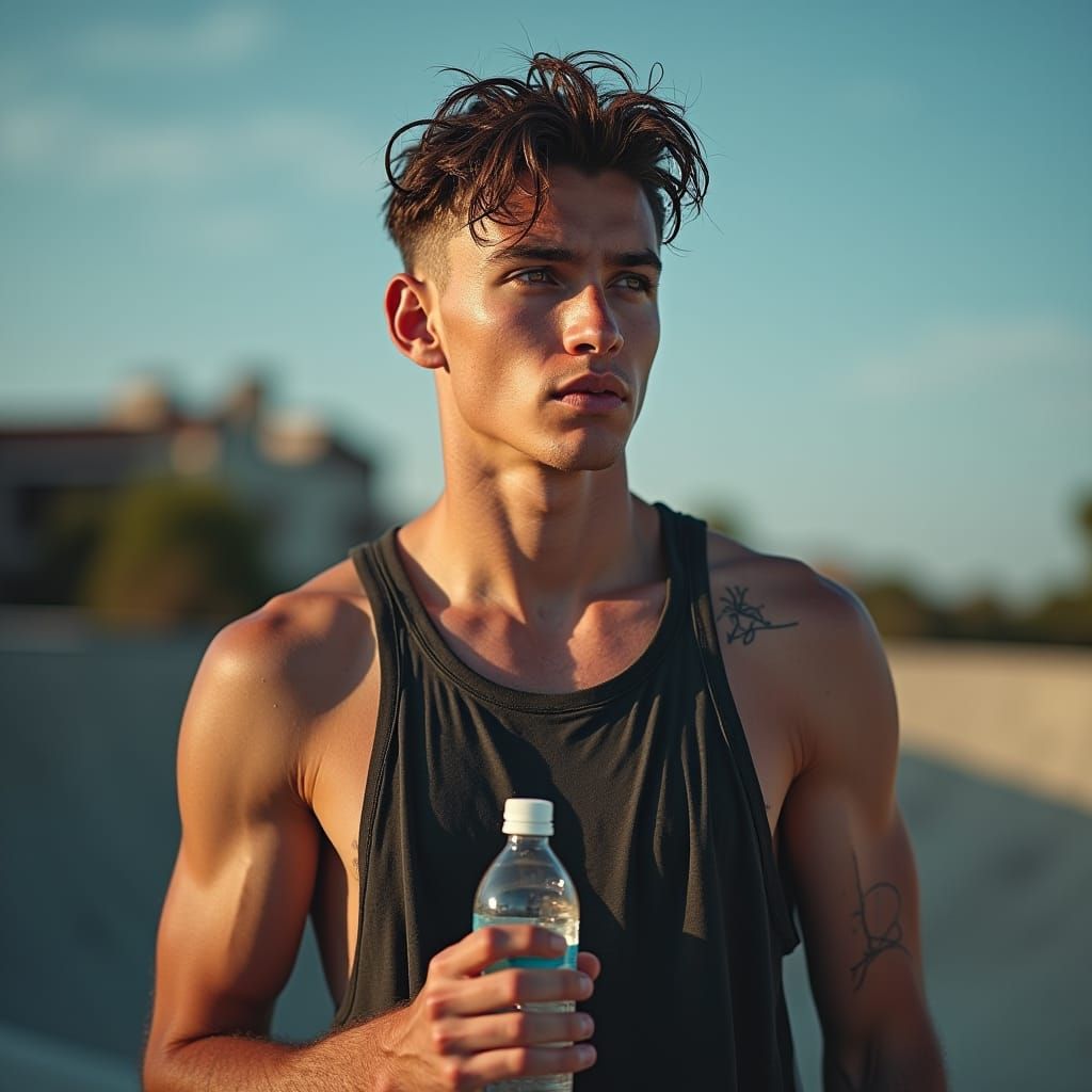 Athletic Irish Man in Skatepark, Contemporary Portrait