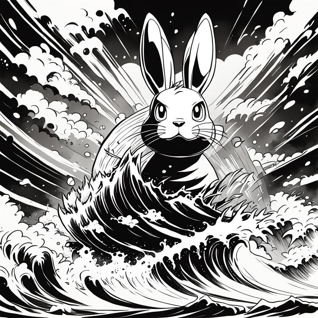 Easter Bunny Kaiju Rises: Manga Sketch