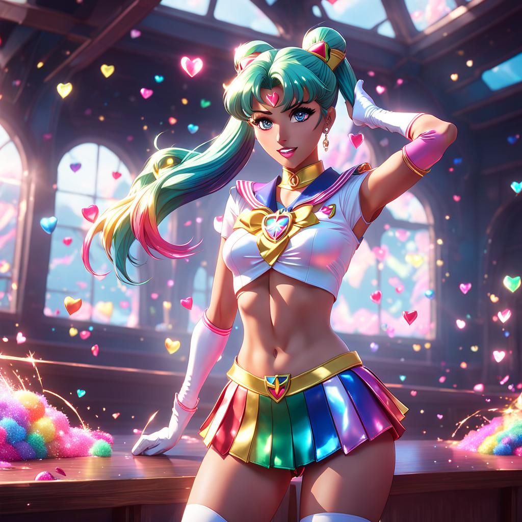 Pastel Sailor Scout Magical Girl in Anime Style