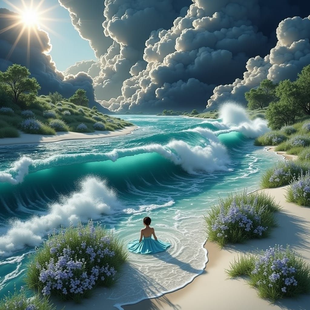 Surreal Stormy River Fantasy in Epic Digital Painting Style