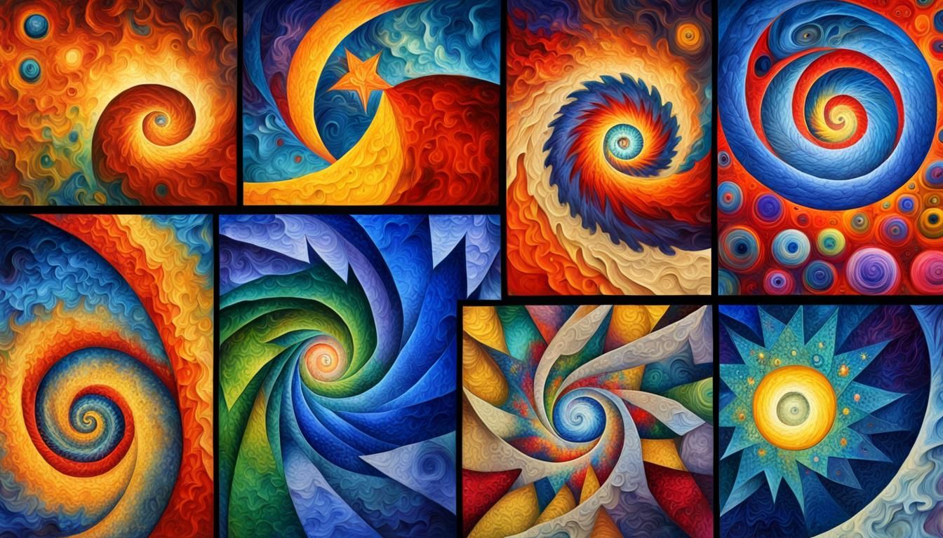 Fibonacci Stars in Impasto Style