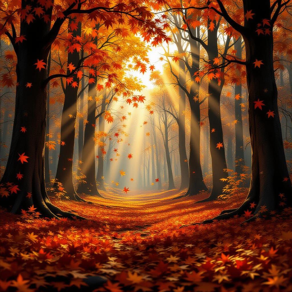 Epic Autumn Forest Digital Matte Painting