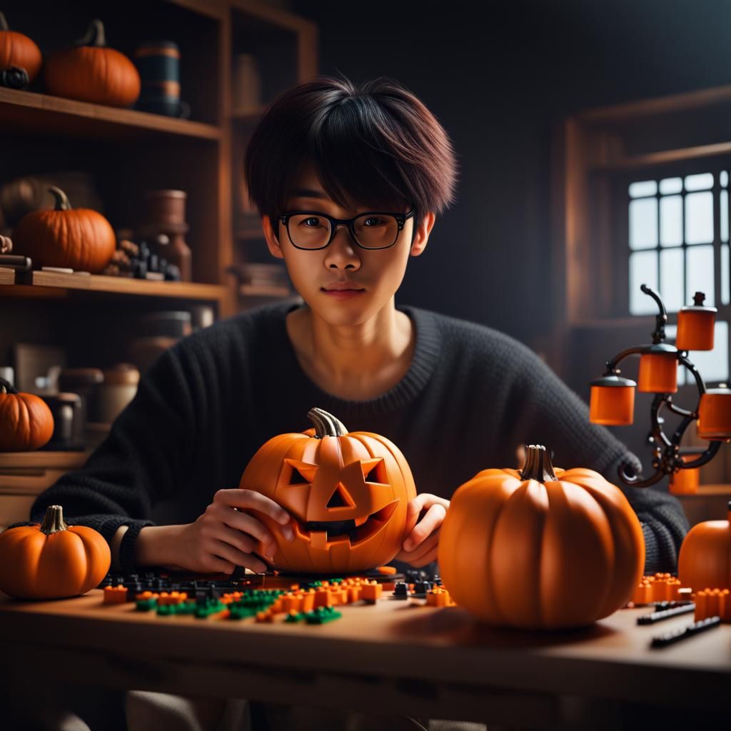 Japanese Nerd Builds Lego Pumpkin: Digital Matte Painting