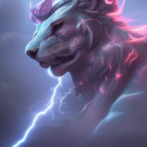 Fantastical Lightning Lion Concept Art