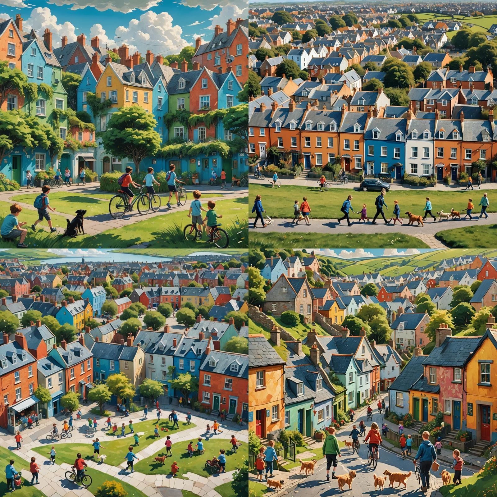 Dublin Scene with Children Playing, Digital Art