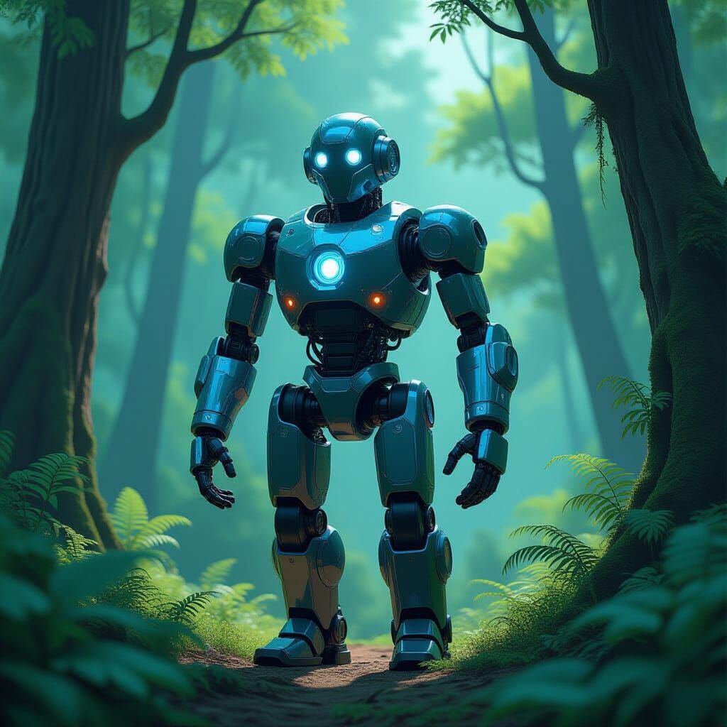 Rozum 7134 in Lush Forest, Miyazaki Style