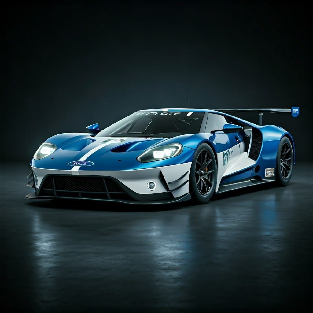 Futuristic Ford GT LMP1 Race Car in Studio Lighting