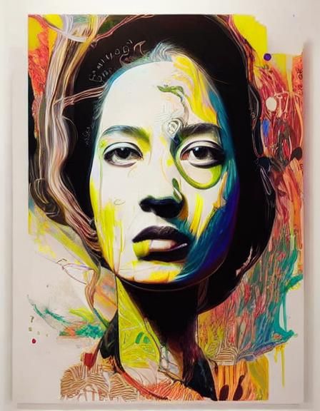 Woman in Space Portrait with Swirling Text