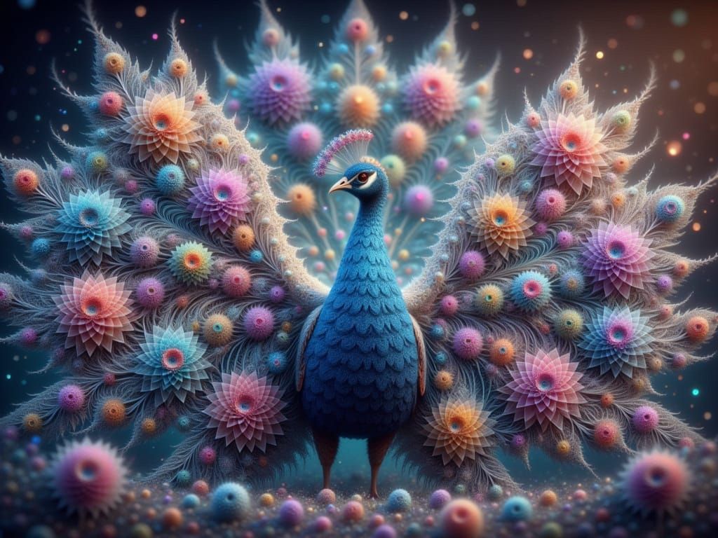 Regal Peacock in Fractal Lace Style