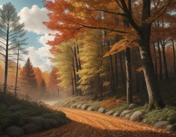Autumn Forest Portrait in Ultrarealistic 8k Detail