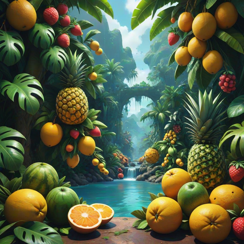 Tropical Fruit Day: Fantastical Matte Painting