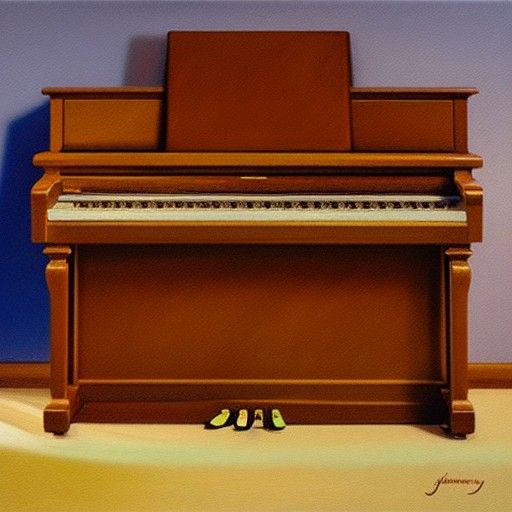 Grand Piano in Oil Painting Style