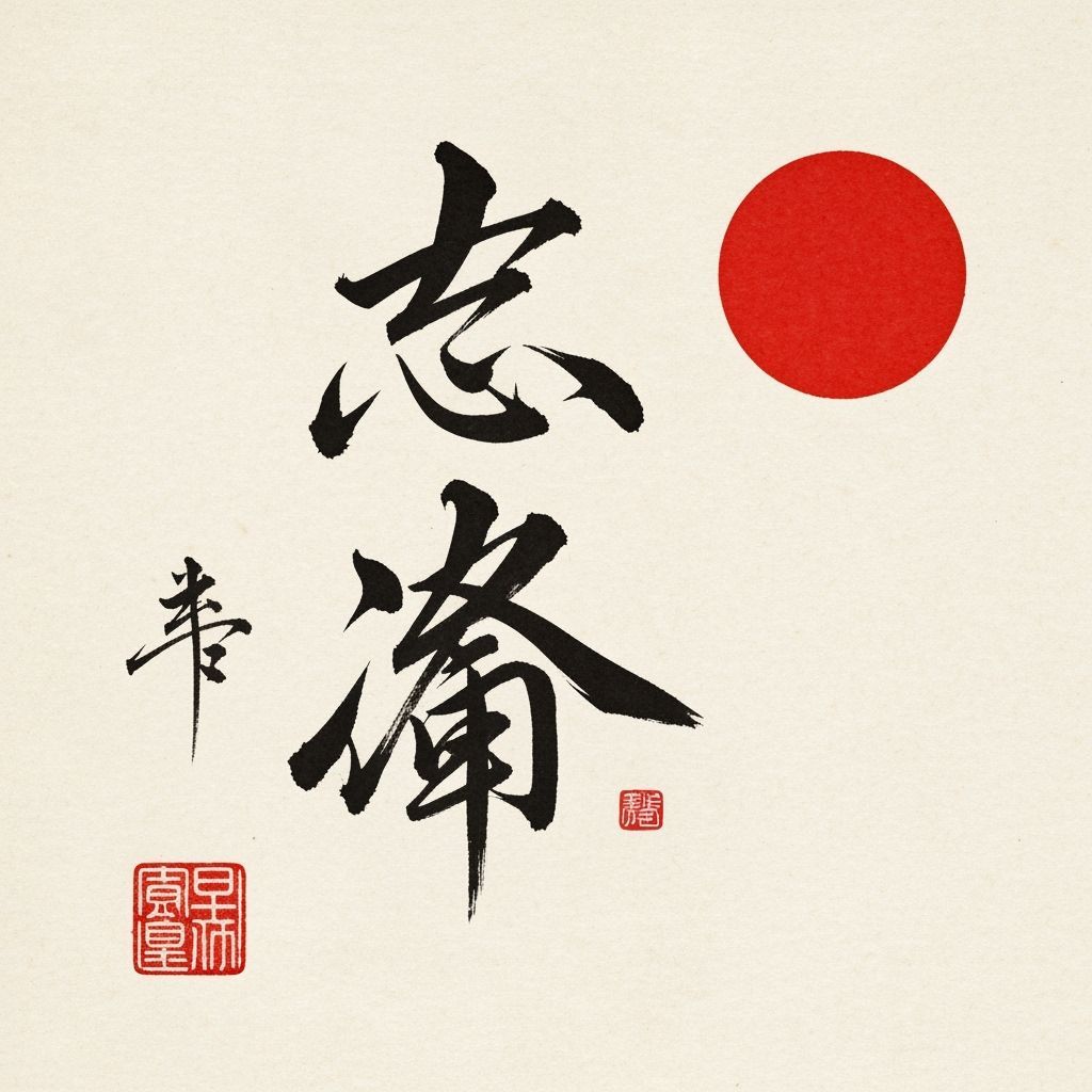 Japanese Calligraphy of Love Symbol on Washi Paper