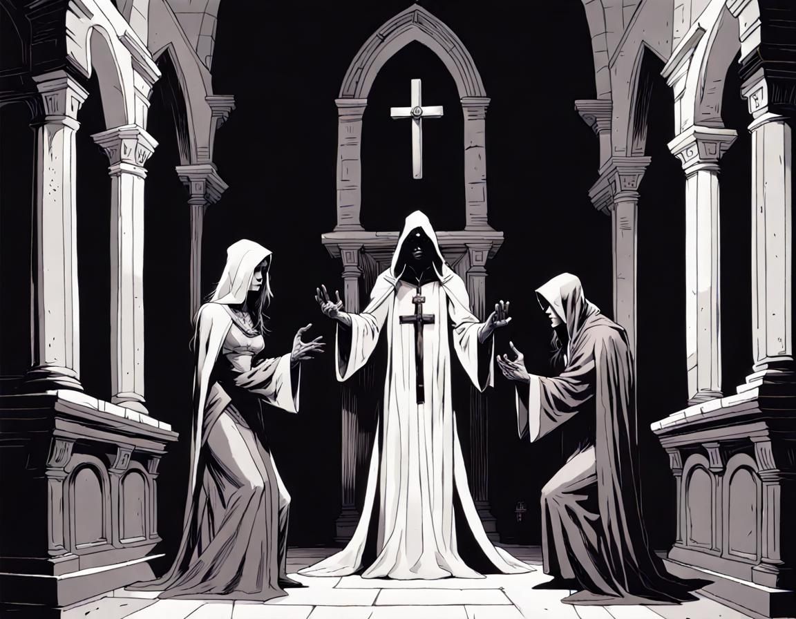 Gothic Church Interior in Comic Book Style