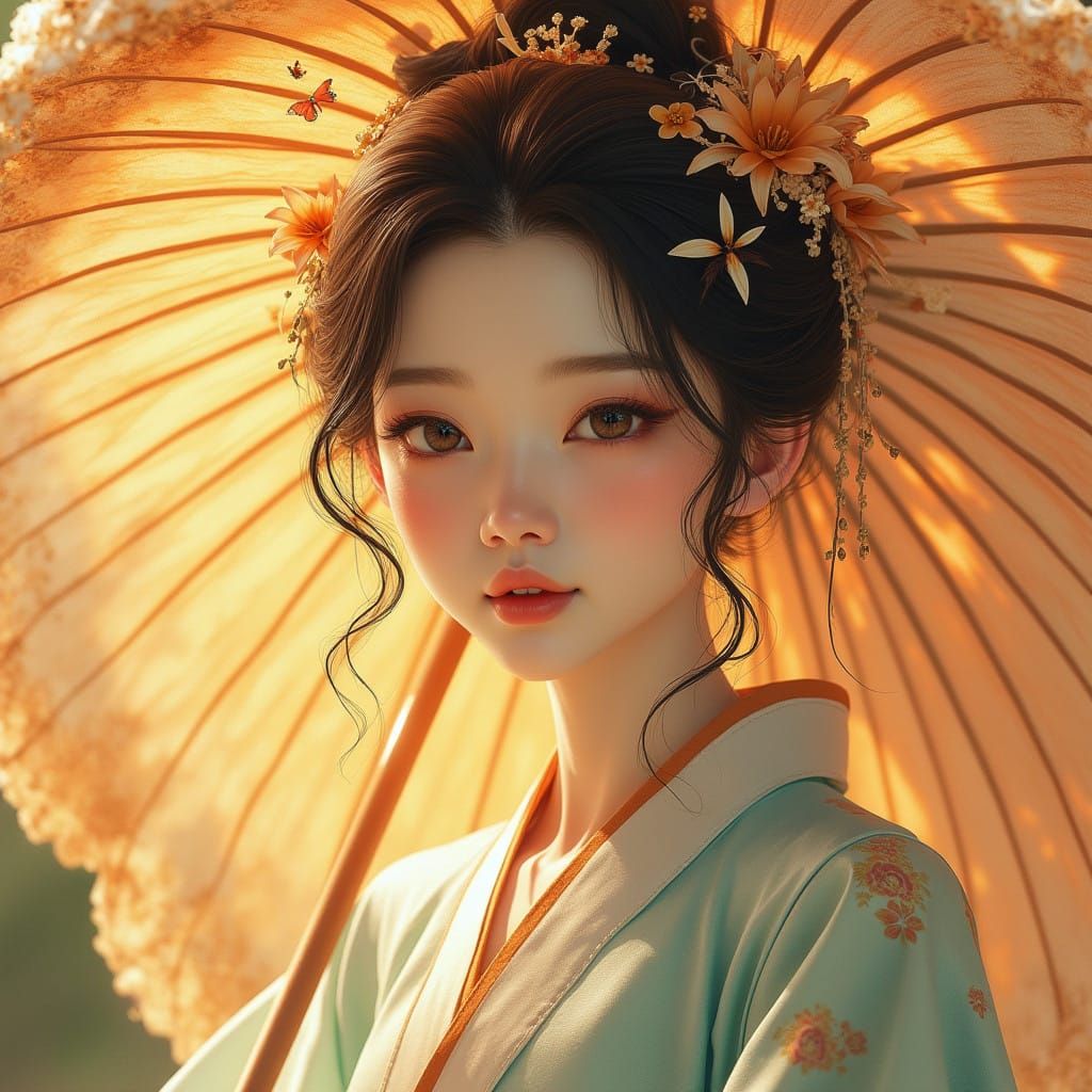 Ethereal Hanfu Goddess in Whimsical Ancient Chinese Landscap...