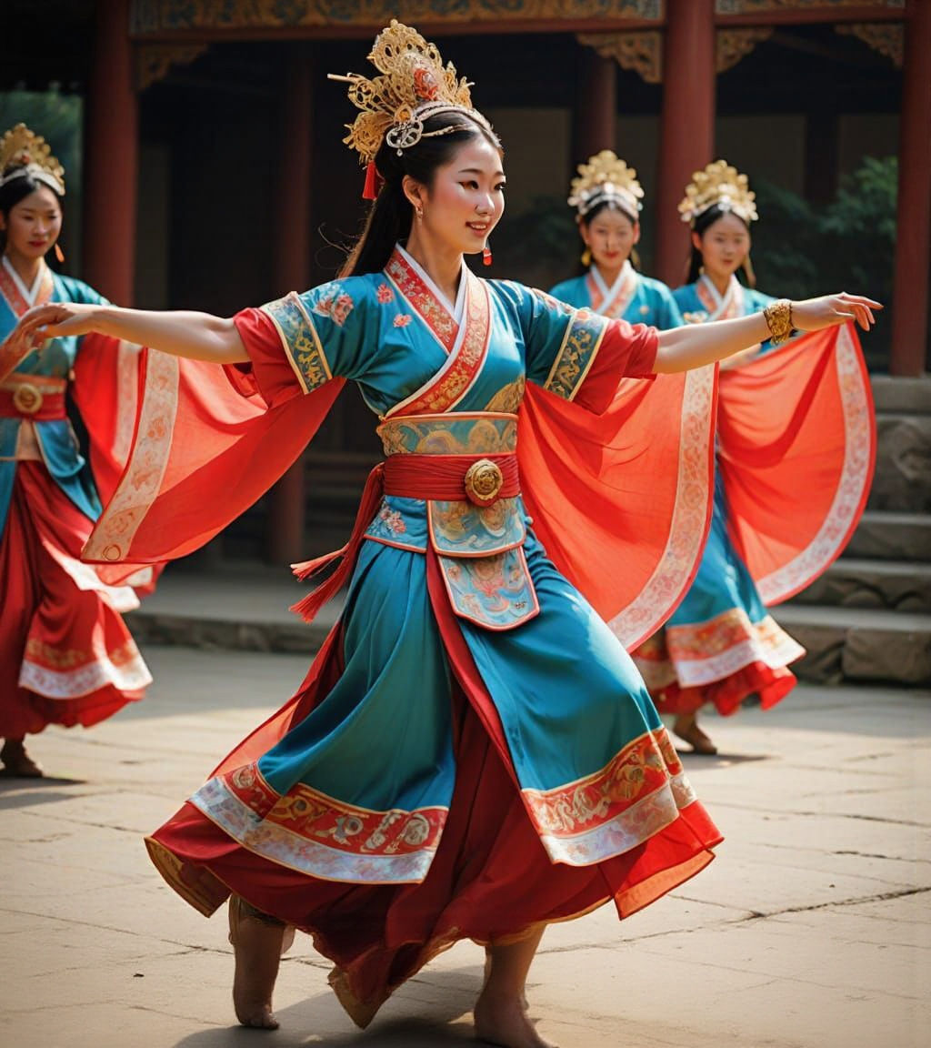 Elegant Tang Dynasty Dancer in Motion