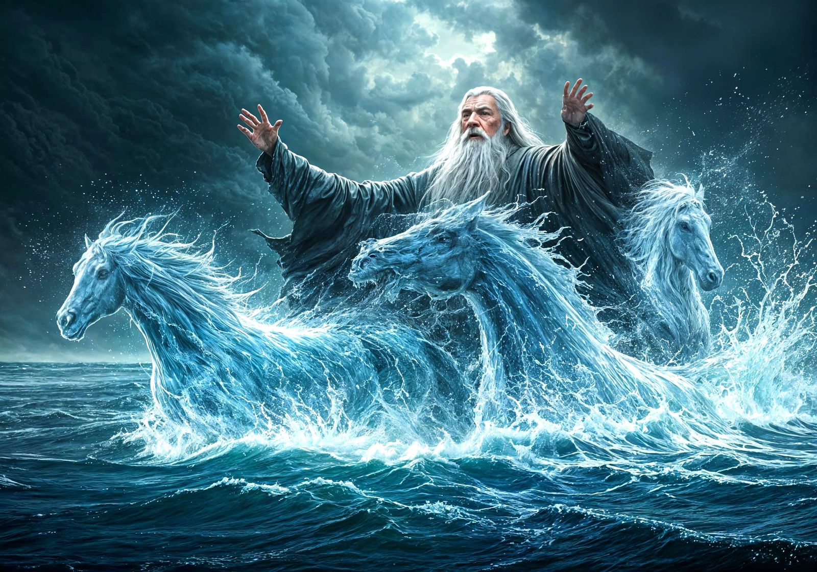 Gandalf's Water Horses Charge Ring Wraiths at Ford of Bruine...