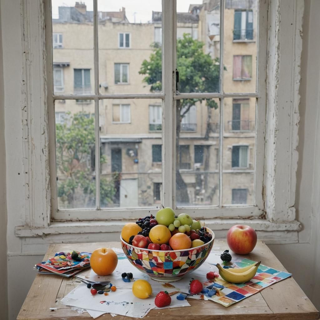 Colorful Fruit Bowl Still Life