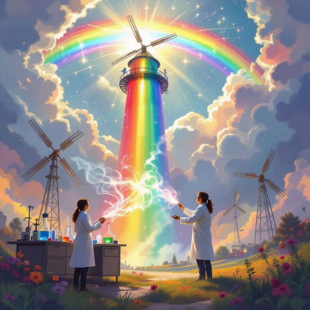 Surreal Rainbow Tower: Scientist Harnesses Wind Power