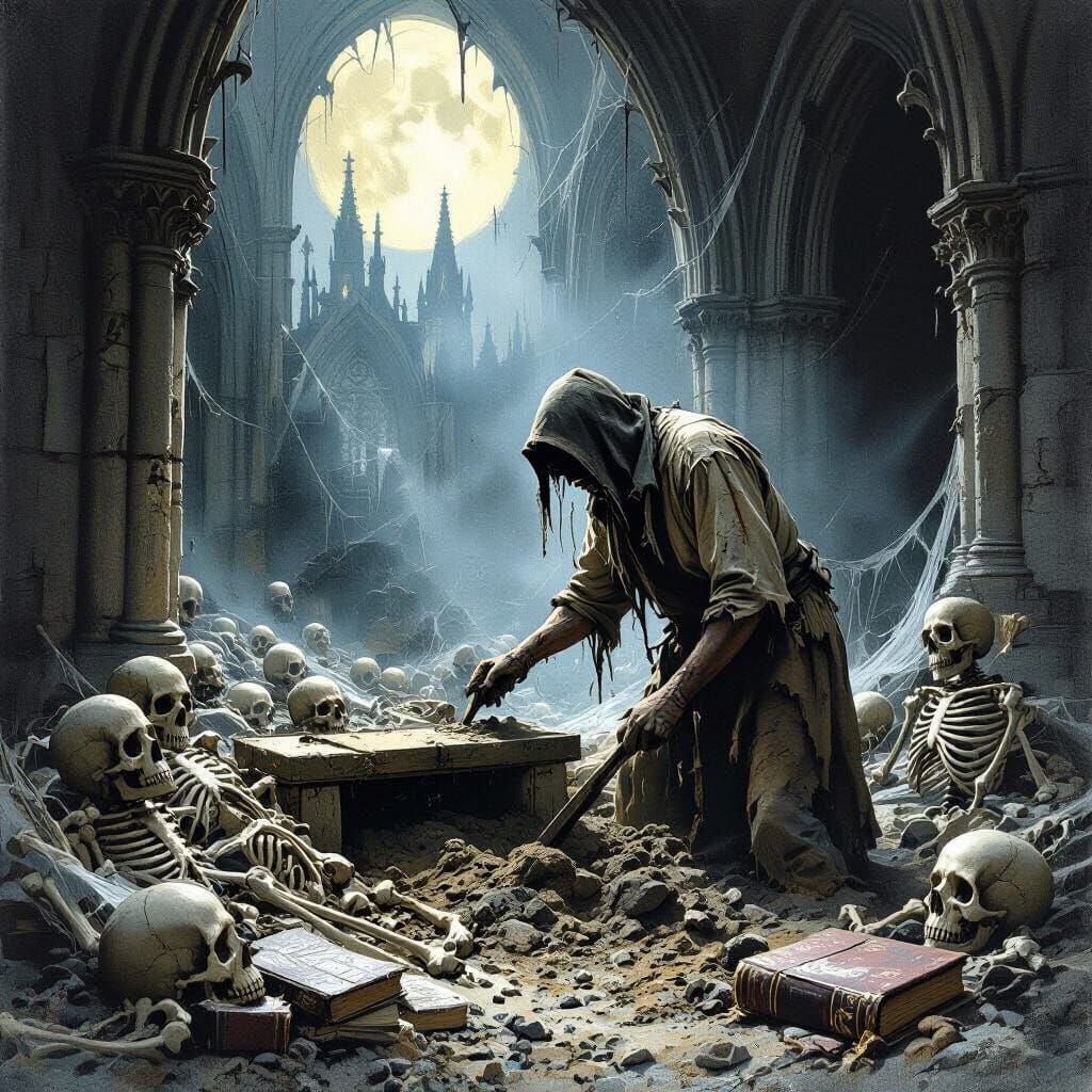Gravedigger's Gothic Cathedral Discovery in Dark Fantasy Sty...