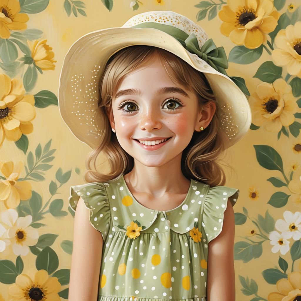 Smiling Girl in Polka Dots, Ghibli-Pixar Style