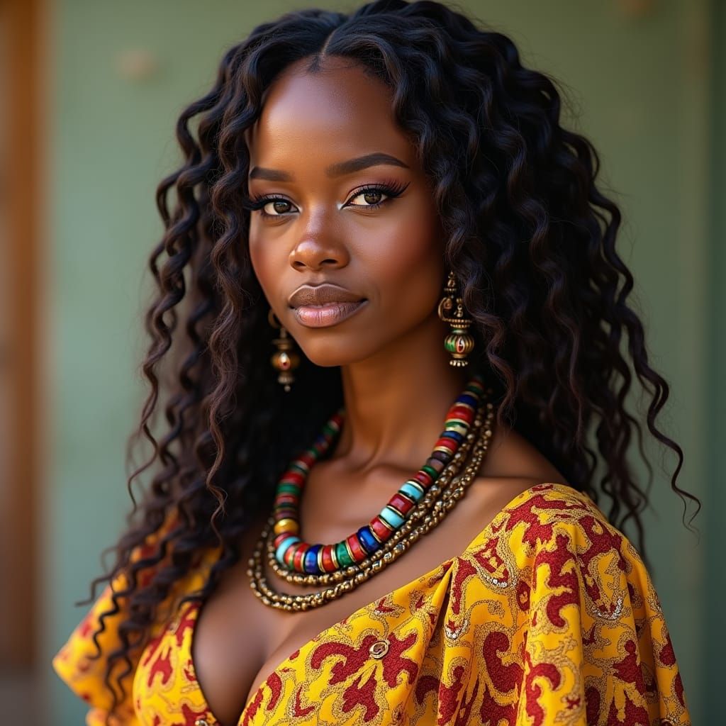 Stunning African American Woman in Traditional Dress