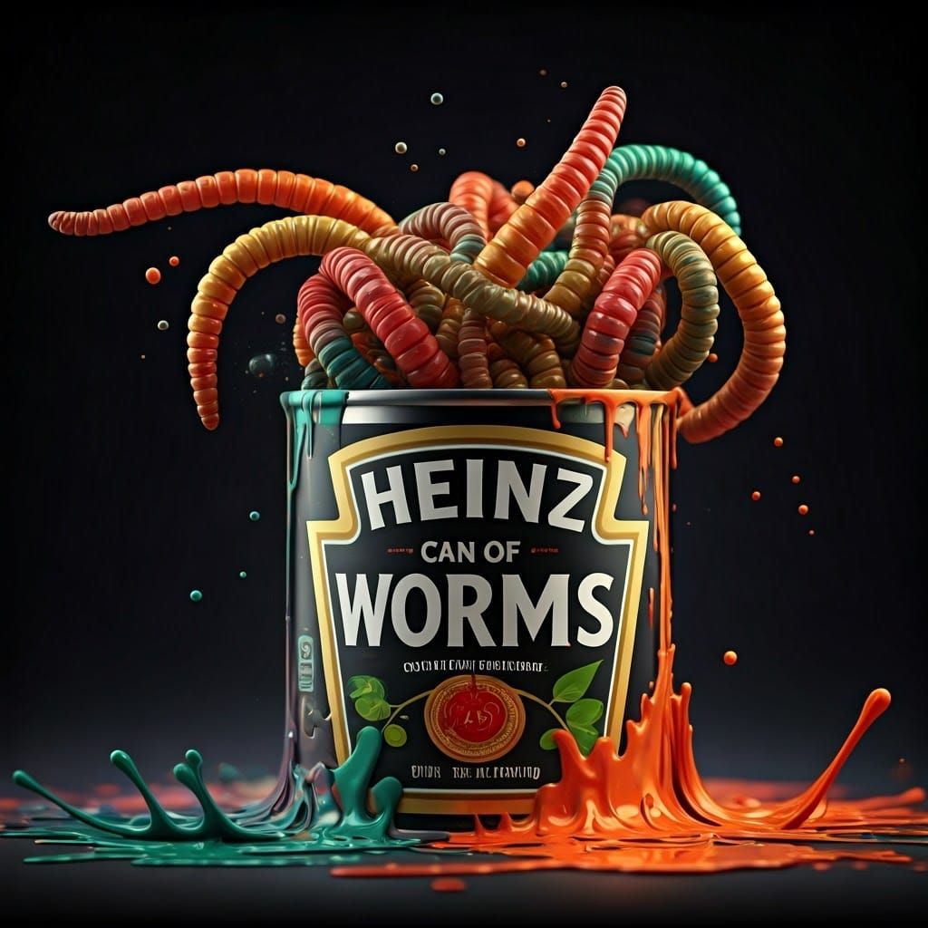 Vividly Shimmering Can of Worms in Graffiti Art