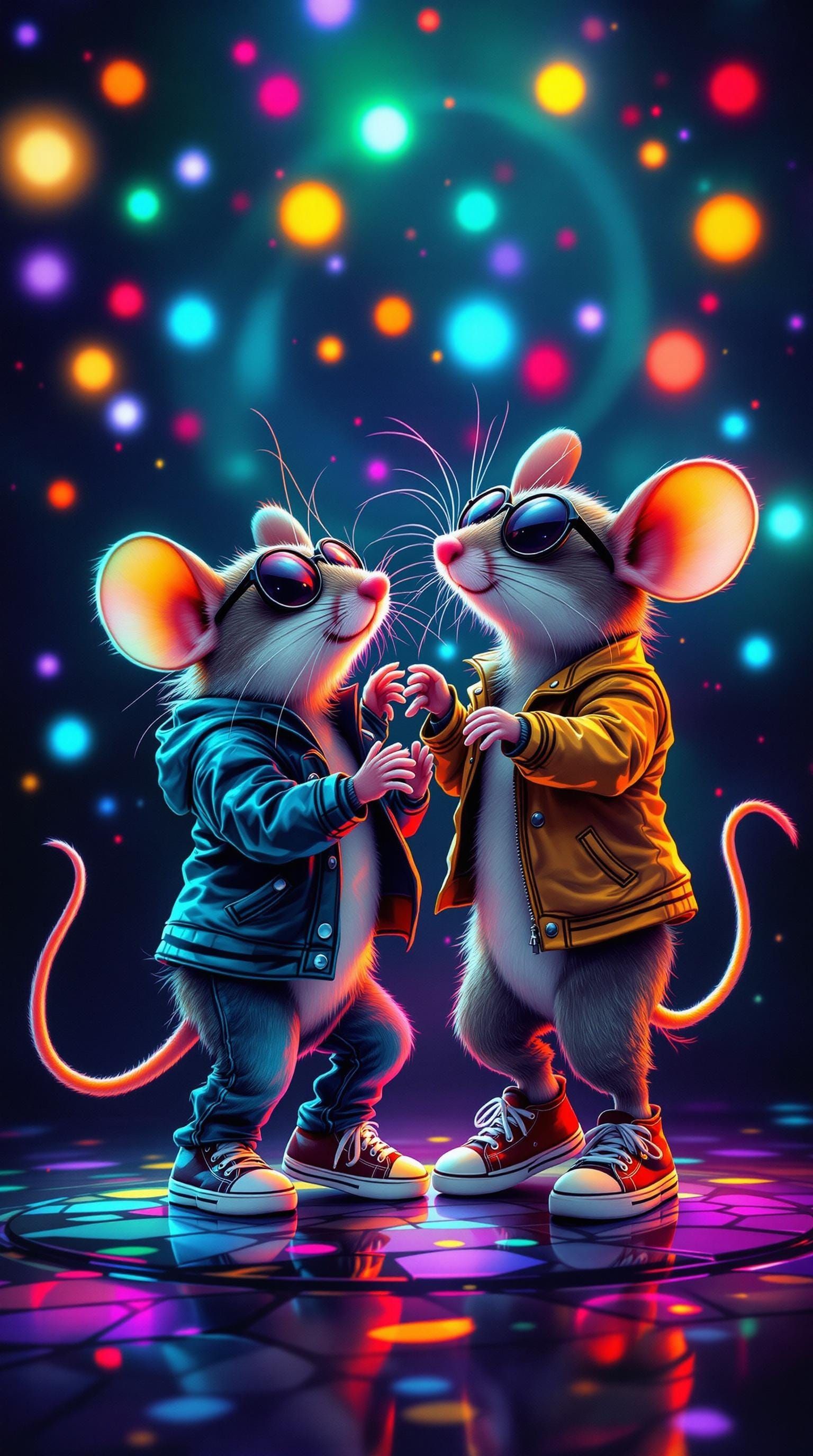 Two Cute Mice Dancing Rock'n'Roll
